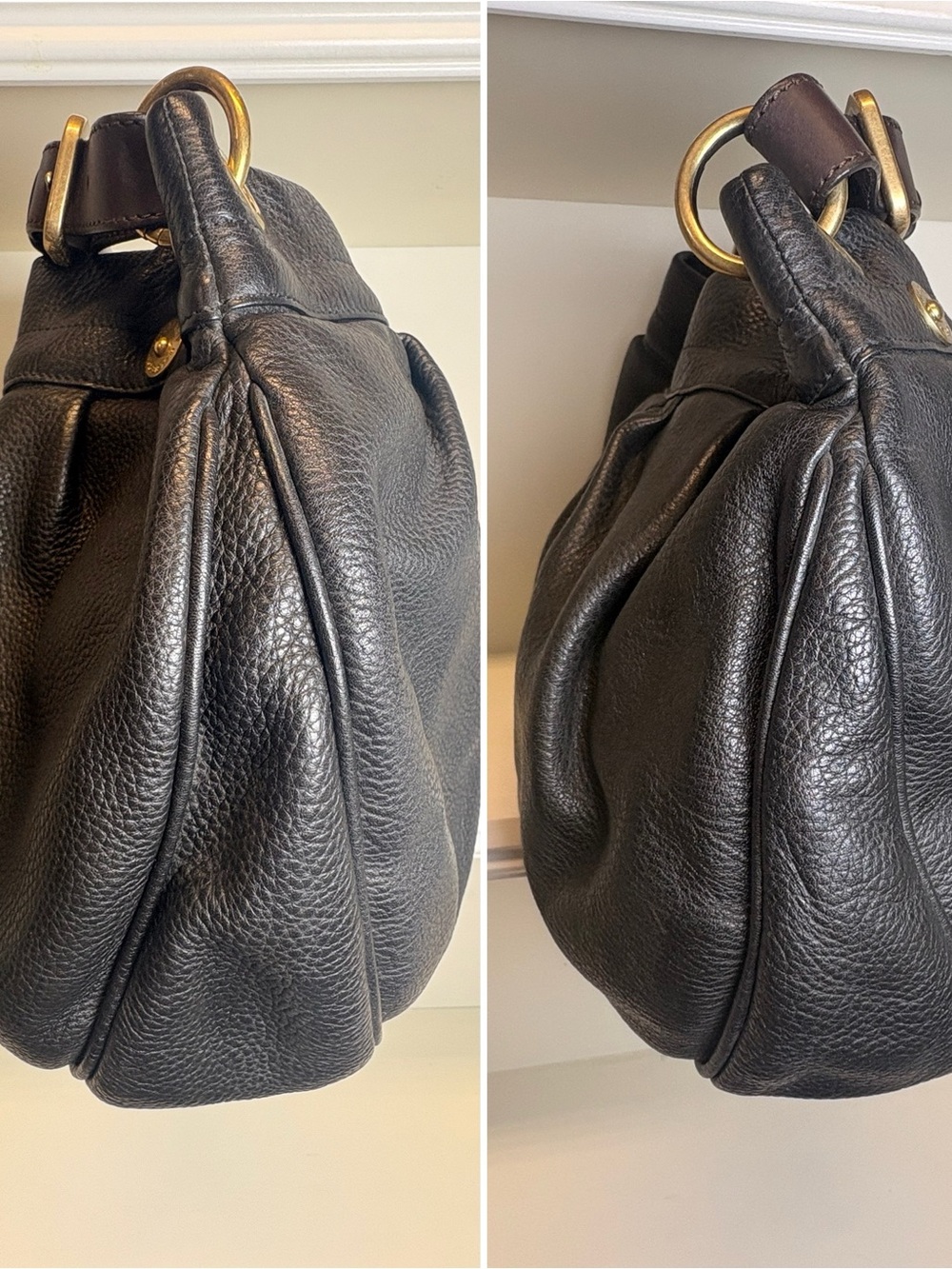 Mulberry Brown Pebbled Leather Shoulder Hobo with Gold Hardware - Picture 4 of 11